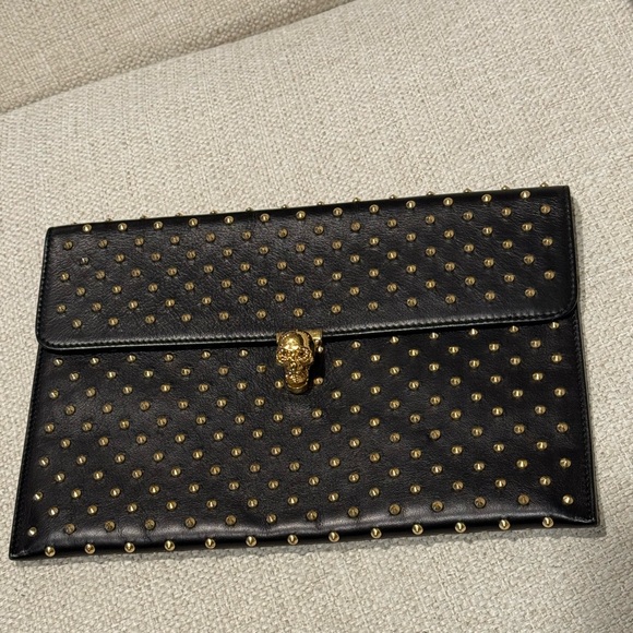Alexander McQueen Handbags - Alexander McQueen Black and Gold Studded Clutch